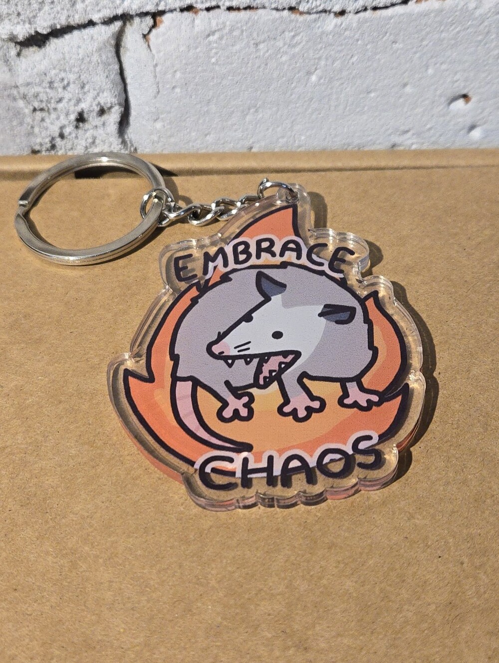 Embrace Chaos Possum Acrylic Keychain